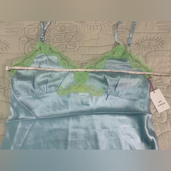 NEW Pearl Lace Two Tone Silk Cami Sz L Dream Blue Green Lace - Picture 4 of 6